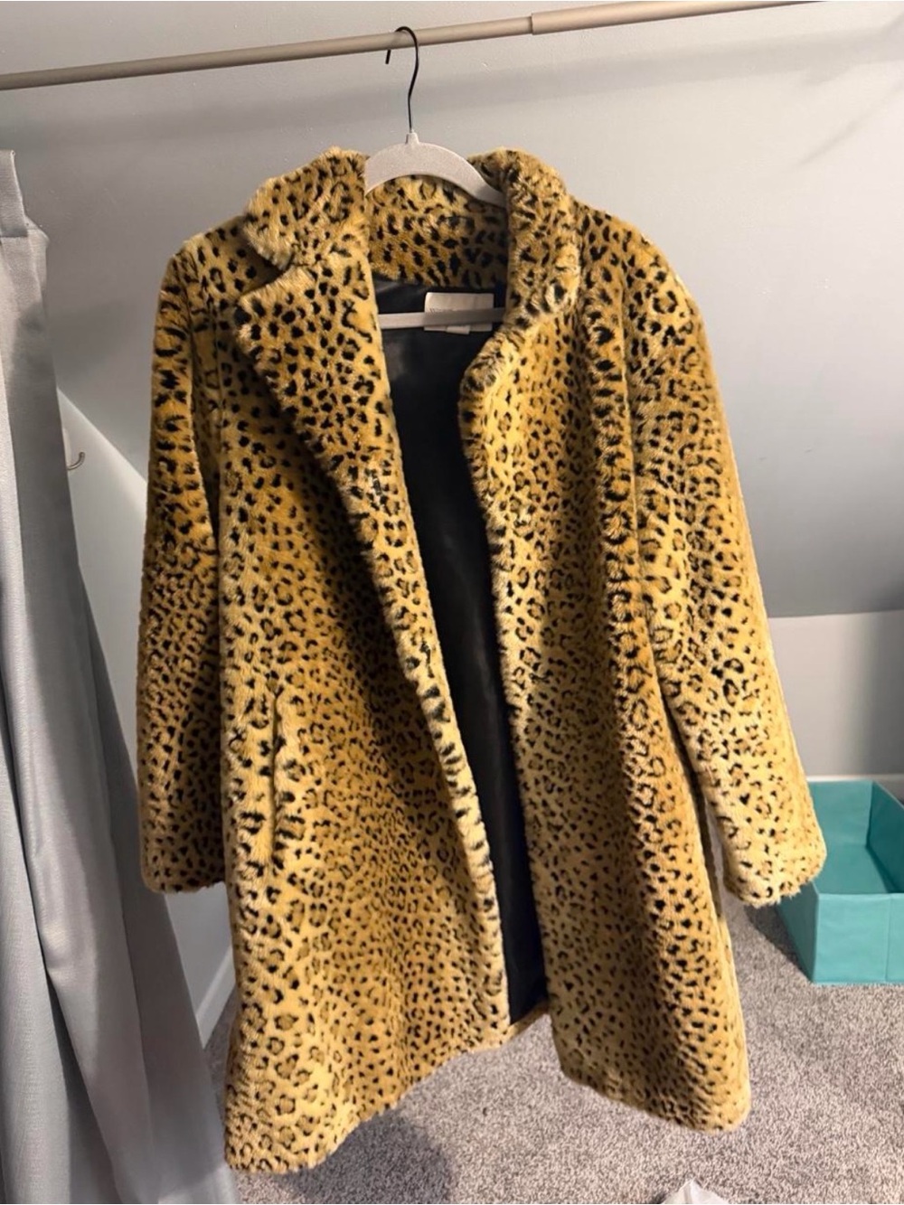 Worthington Yellow Leopard-Print Teddy Coat